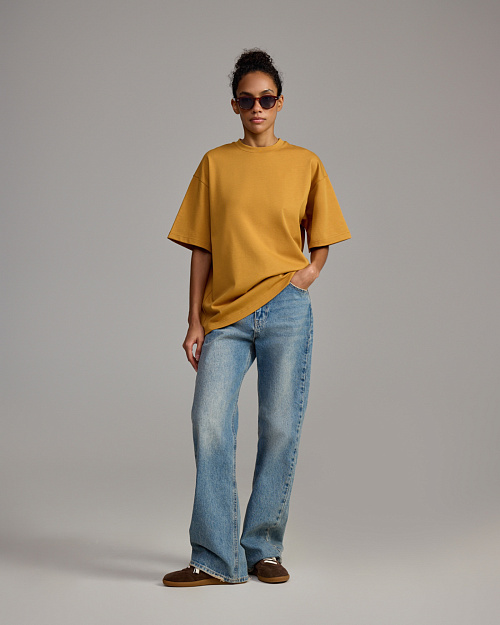 Хлопковая футболка оверсайз Unisex, желтый