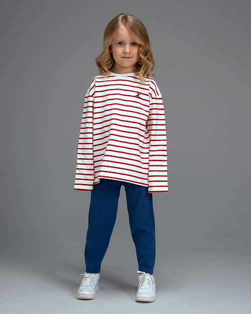 Детский лонгслив в полоску Unisex из хлопка, красный