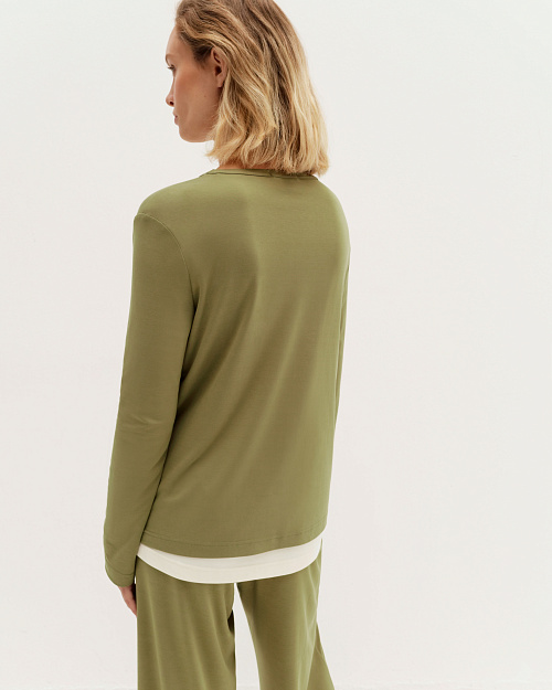 Мягкий трикотажный лонгслив из модала, хаки