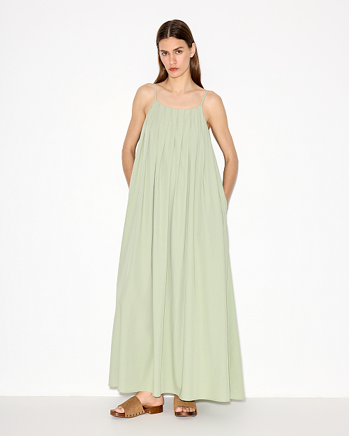Платье сарафан на бретелях, длины макси, из бамбука, светло-зеленый