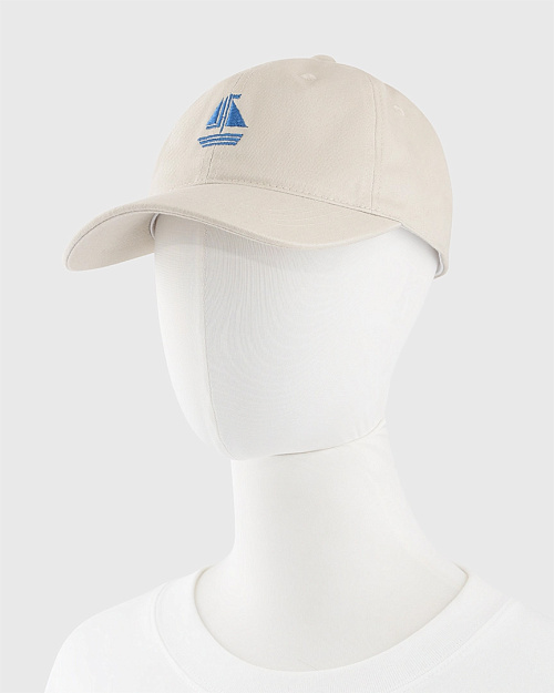 Детская бейсболка с вышивкой, бежевый с синим