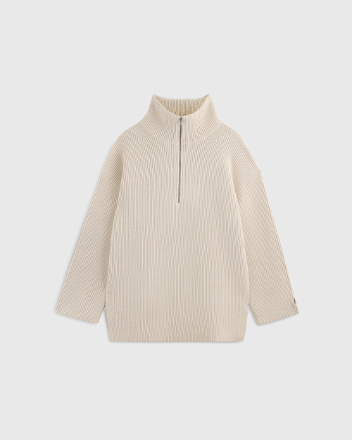 Удлиненный свитер на молнии, бежевый