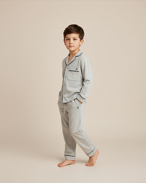 Детские пижамные брюки из хлопка, серый