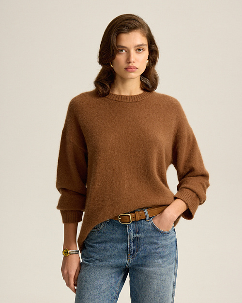 Объемный джемпер из ангоры, коричневый