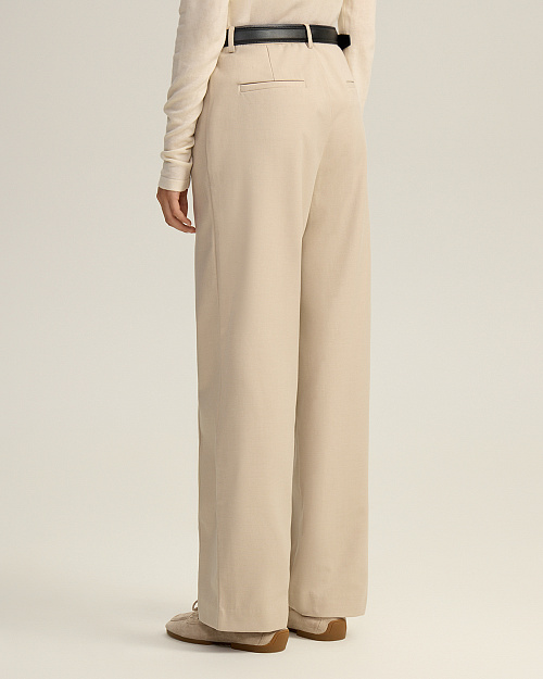 Прямые брюки с отстрочками, светло-бежевый