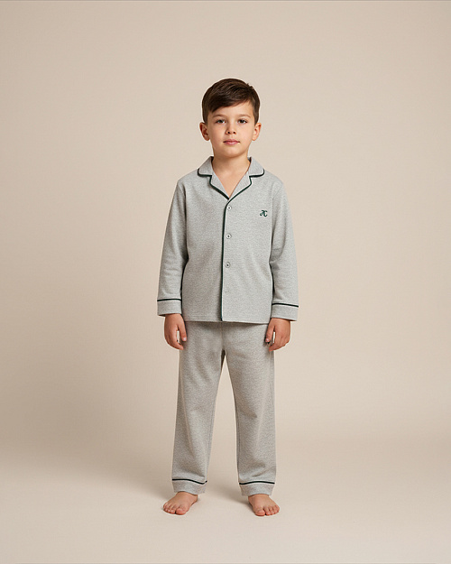 Детская пижамная рубашка из хлопка, серый