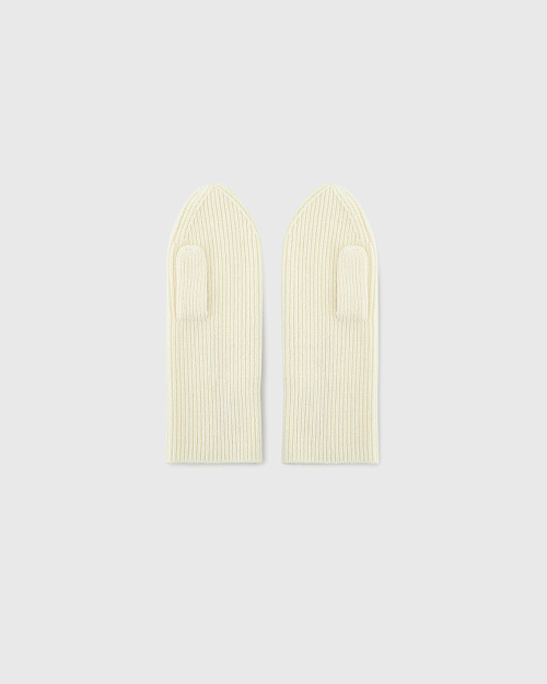 Вязаные варежки из шерсти и кашемира с вышивкой, молочный