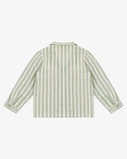 Детская рубашка в полоску Unisex из муслина, зеленый