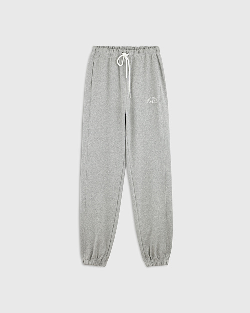 Свободные хлопковые джоггеры с вышивкой, серый меланж