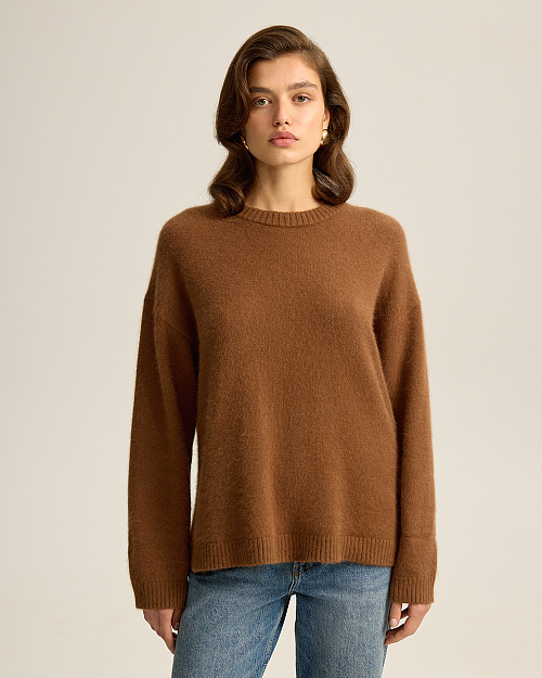 Объемный джемпер из ангоры, коричневый