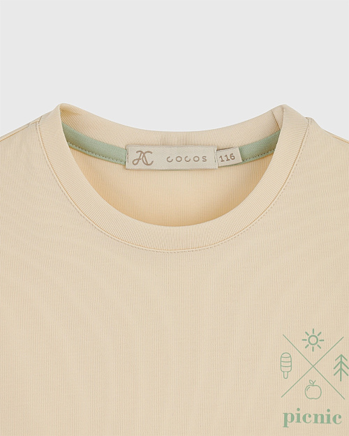 Детская футболка Unisex с принтом, сливочный