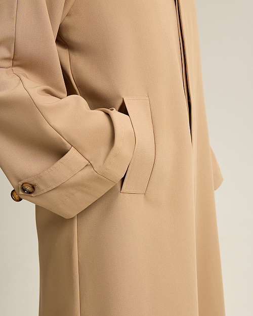 Пыльник с воротником трансформером, бежевый