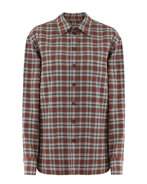 Хлопковая рубашка в клетку Unisex, коричневый