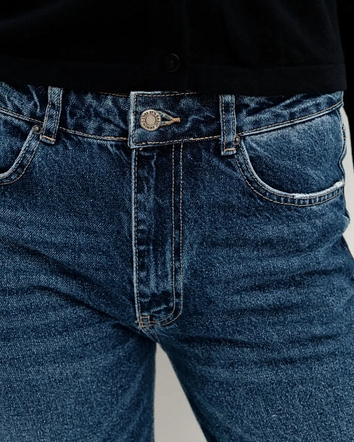 Джинсы со средней посадкой Boyfriend, темно-синий