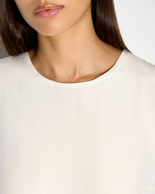 Платье макси с длинным рукавом, из вискозы, молочный