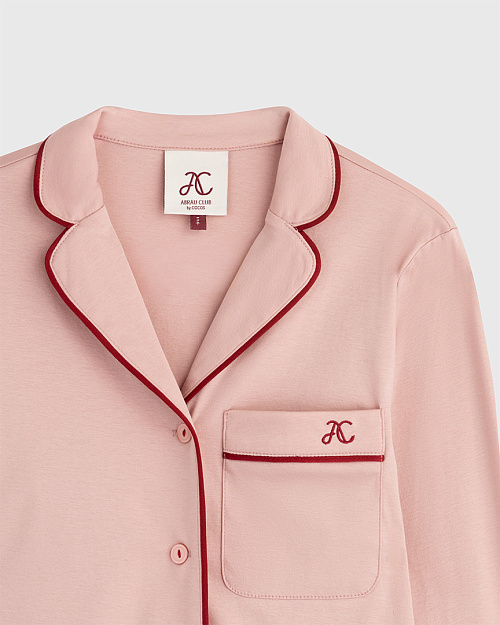 Детская пижамная рубашка из хлопка, розовый