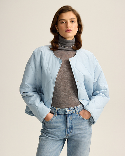 Стеганая куртка, с водоотталкивающей пропиткой, голубой
