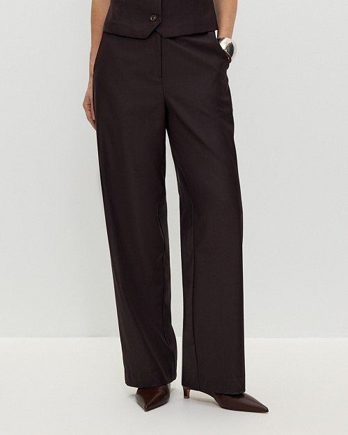 Брюки прямого кроя, коричневый