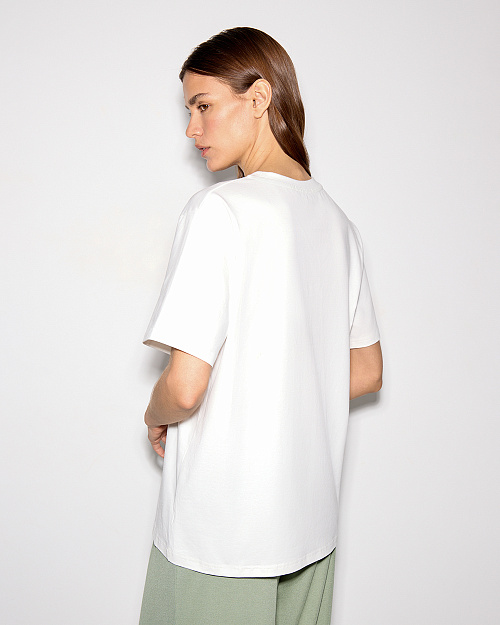 Футболка оверсайз, из хлопка с эластаном, белый