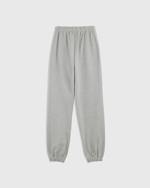 Свободные хлопковые джоггеры с вышивкой, серый меланж