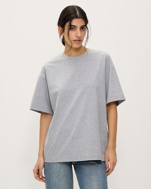 Футболка оверсайз, серый меланж