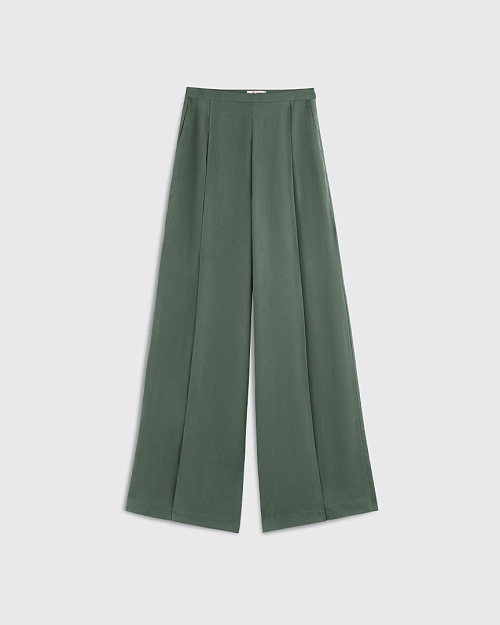 Свободные брюки из купро с районом, зеленый хвойный