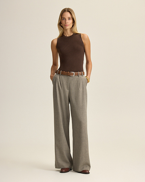 Вязаный топ из шерсти мериноса, коричневый шоколадный