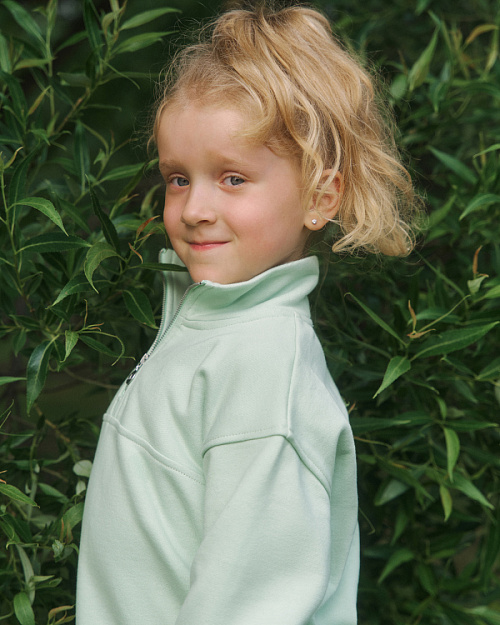 Детский свитшот Unisex с воротом на молнии, мятный