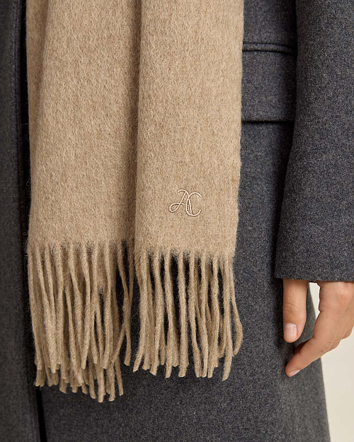 Палантин из шерсти, бежевый меланж