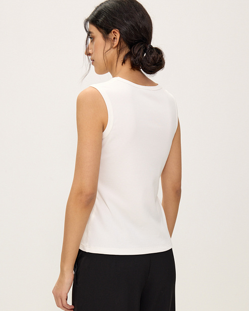 Хлопковая майка в рубчик, белый