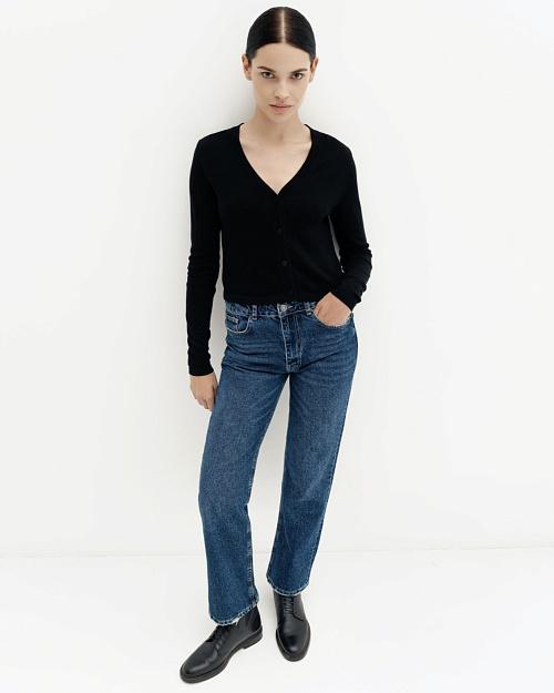 Джинсы со средней посадкой Boyfriend, темно-синий