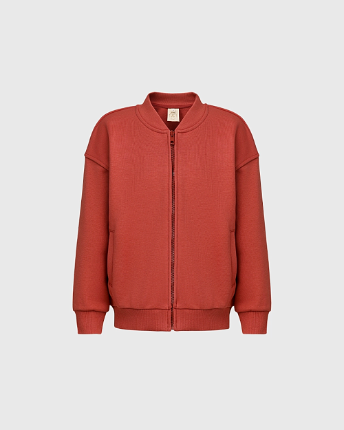 Детский бомбер из хлопкового футера Unisex, красный