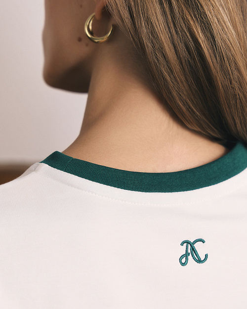 Футболка приталенного кроя, белый, зеленый