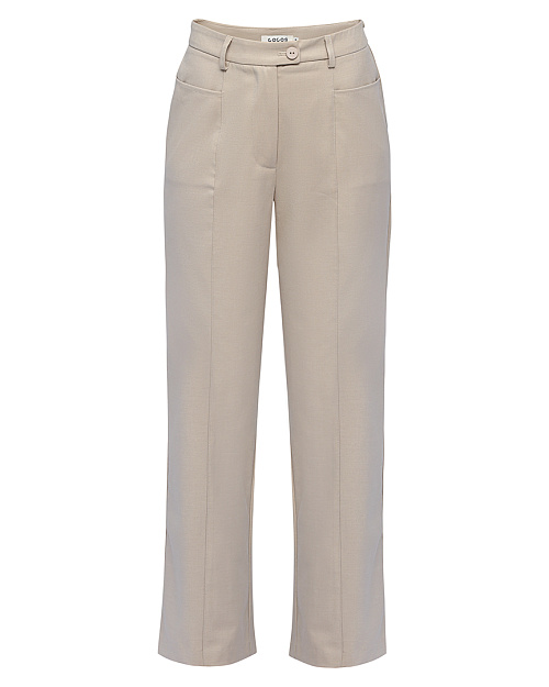 Прямые брюки с отстрочками, светло-бежевый