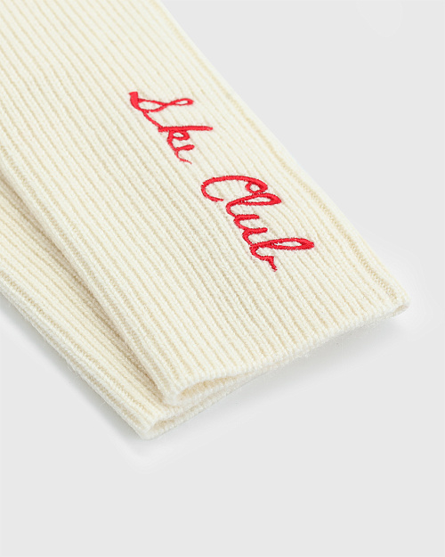 Вязаные варежки из шерсти и кашемира с вышивкой, молочный