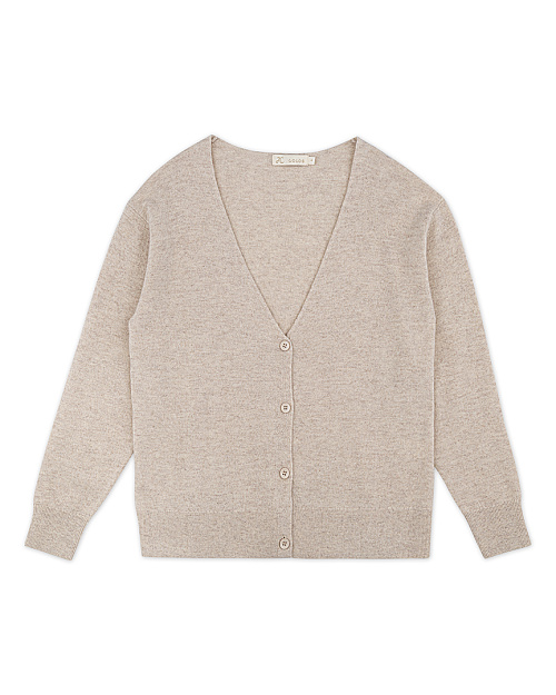 Кардиган на пуговицах с V-вырезом, из шерсти мериноса, бежевый
