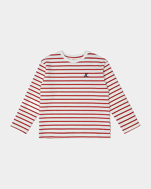 Детский лонгслив в полоску Unisex из хлопка, красный