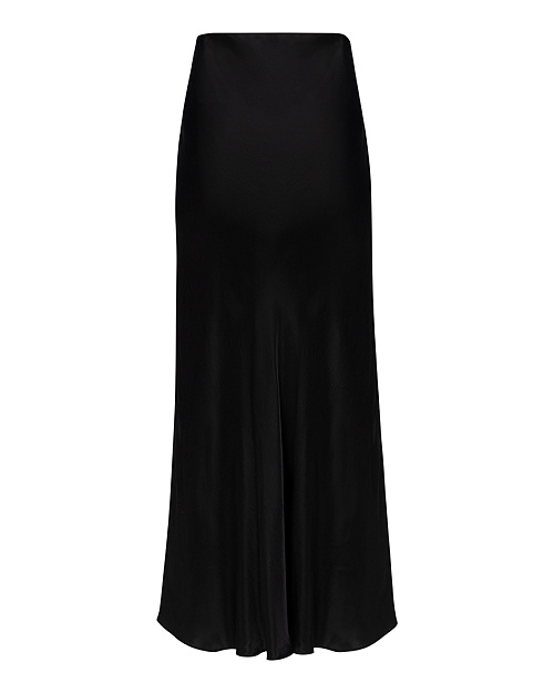 Длинная атласная юбка из вискозы, черный