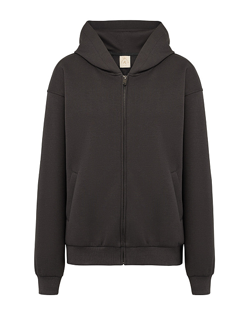 Худи оверсайз на молнии, Unisex, темно-серый