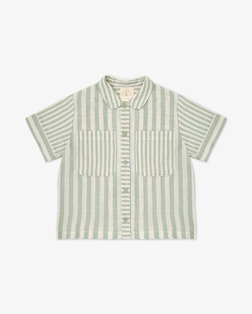 Детская рубашка в полоску Unisex из муслина, зеленый