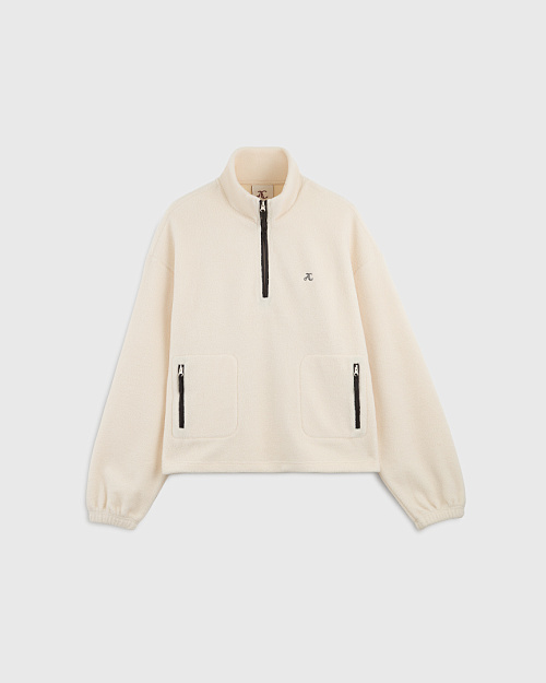 Флисовая толстовка с вышивкой, молочный