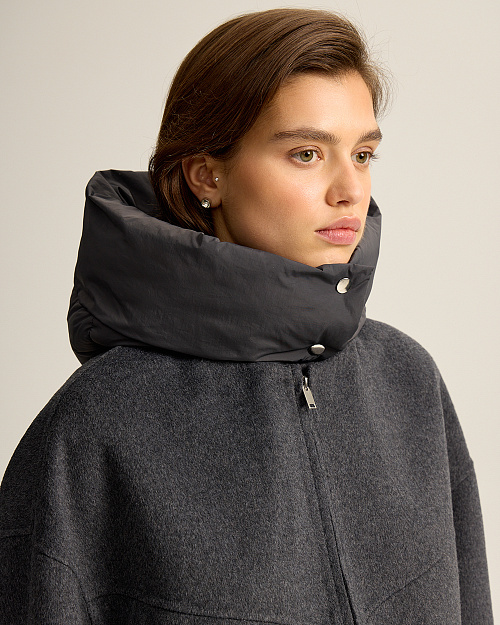 Куртка трансформер, из шерстяной пальтовой ткани, серый