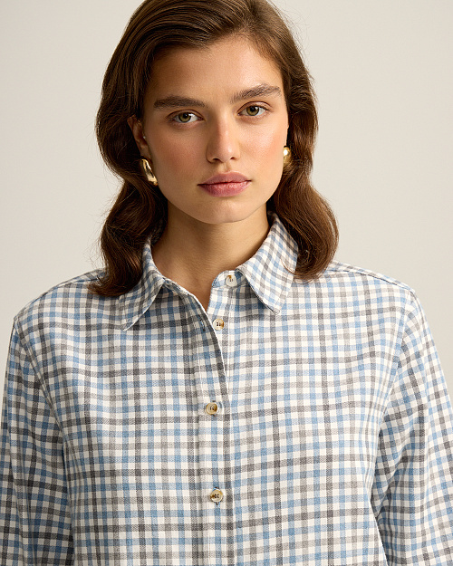 Клетчатая рубашка из плотного хлопка, голубой