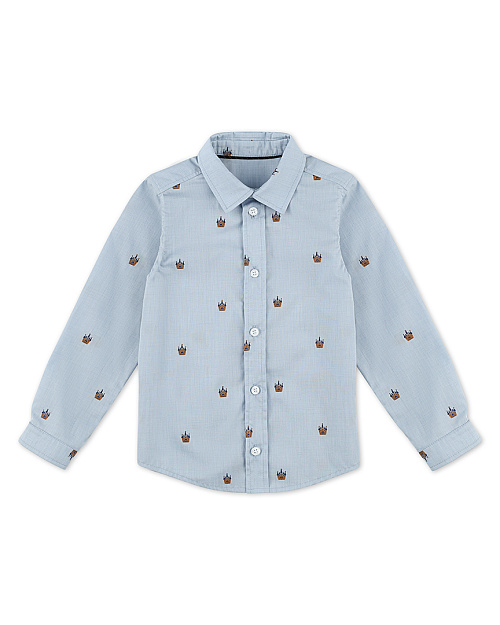 Детская рубашка Unisex из хлопка с вышивкой, голубой