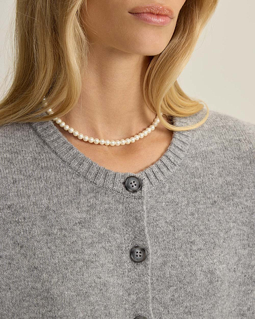 Шерстяной кардиган на пуговицах, серый меланж