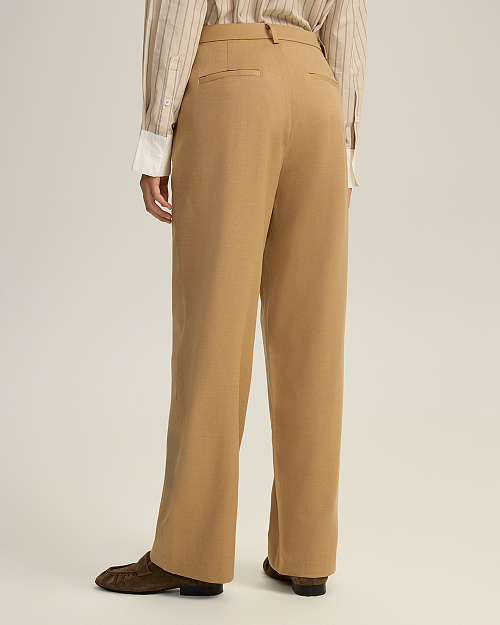 Прямые брюки с отстрочками, бежевый