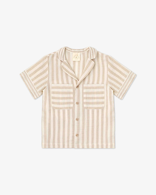 Детская рубашка в полоску Unisex из муслина, бежевый