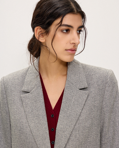 Твидовый жакет из шерсти, серый