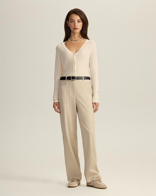 Тонкий шерстяной кардиган на пуговицах, черный