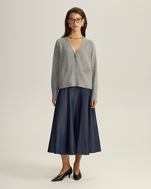 Кардиган женский, серый меланж